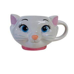Disney Marie Aristocats Cat Face Ceramic Mug 3D Pink Bow Handle 10 oz